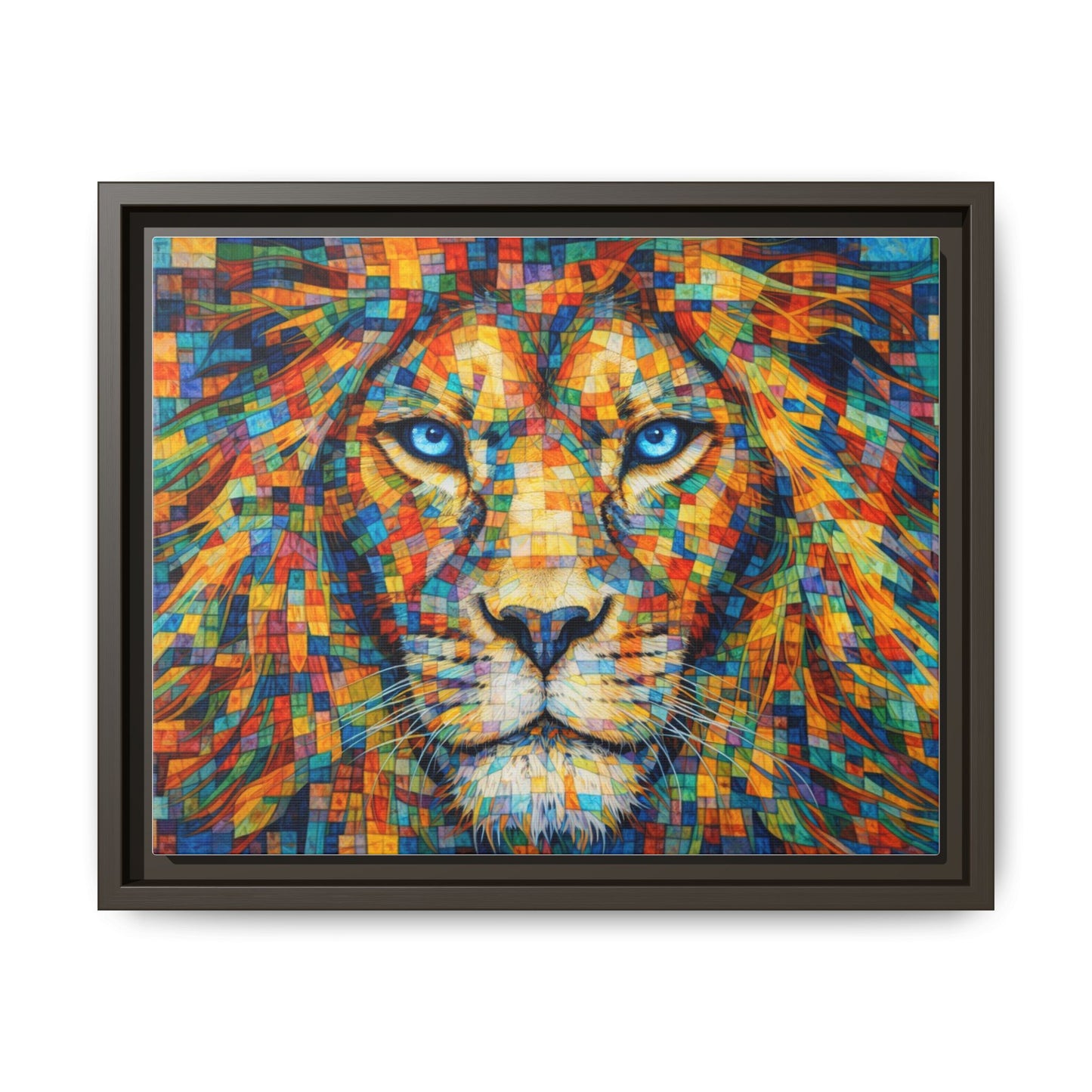 Framed Canvas Print — Lion's Gaze