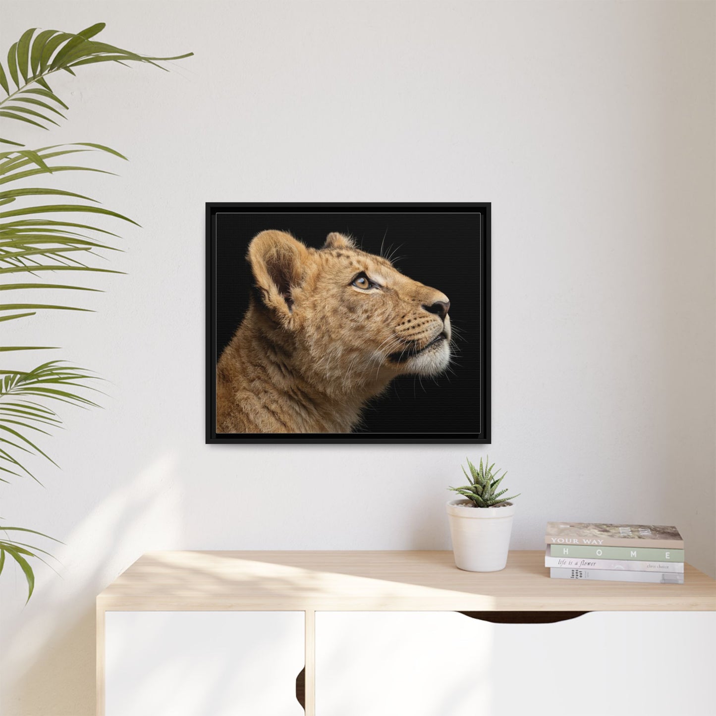 Framed Canvas Print — Lion Cub In Colour