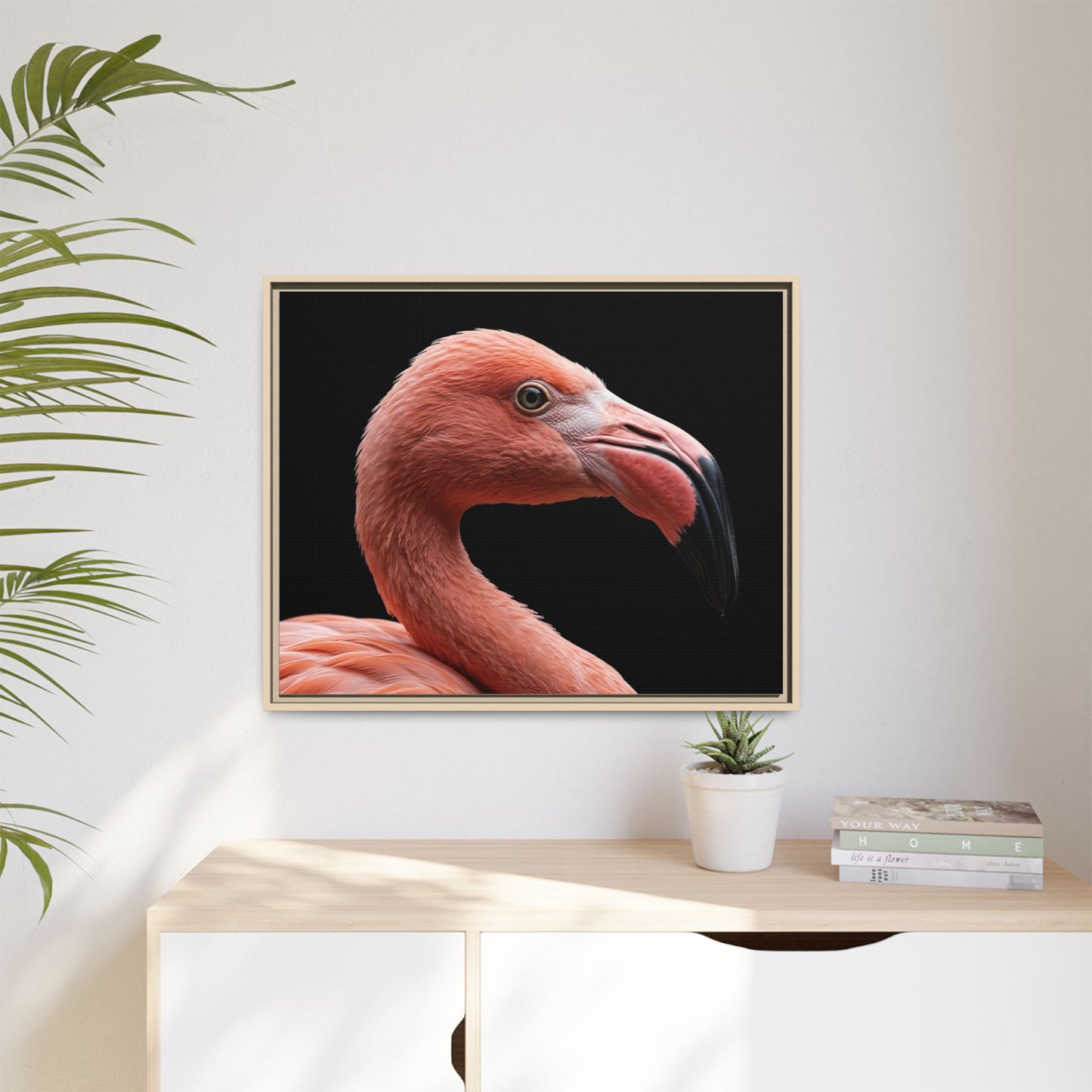 Framed Canvas Print — Flamingo In Colour