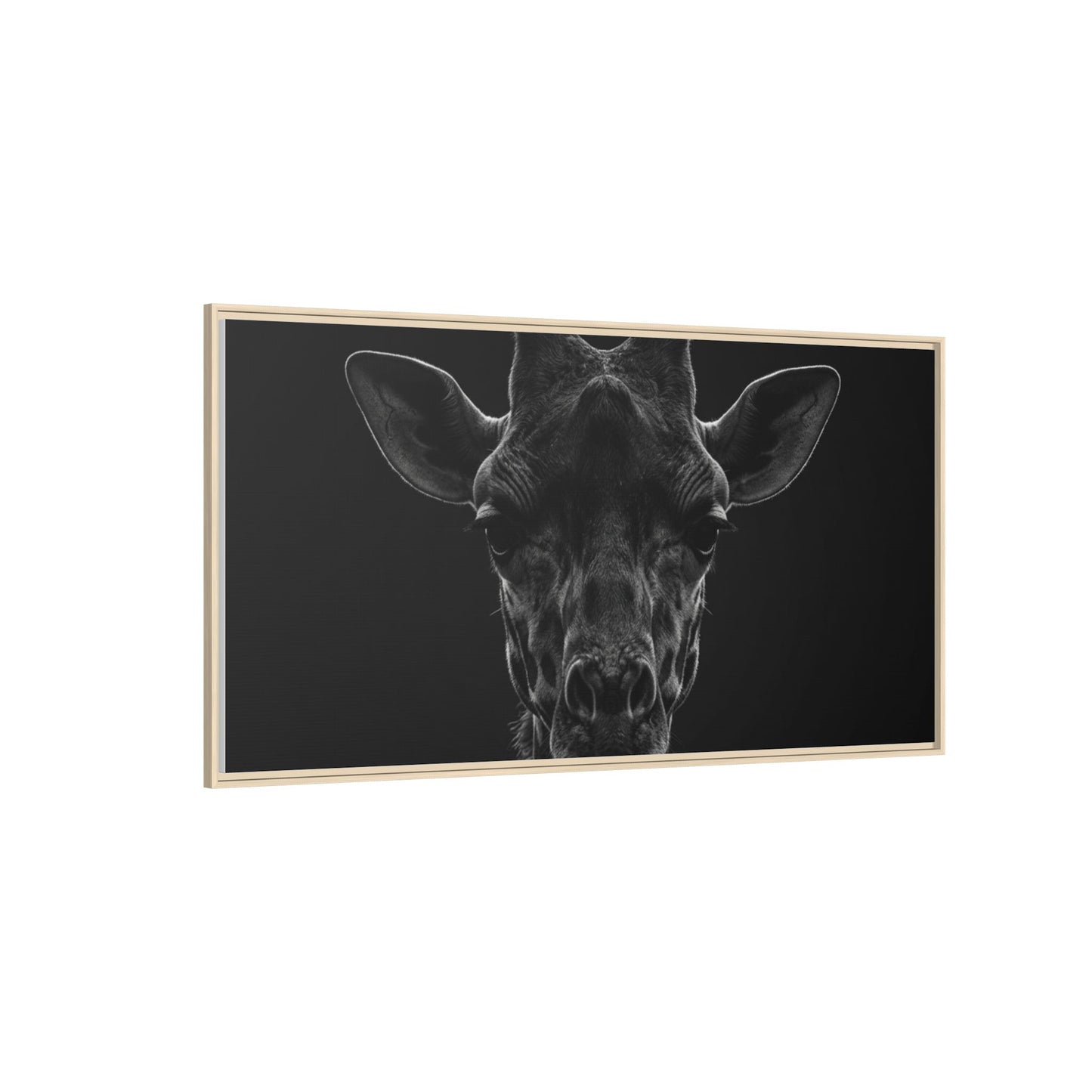 Framed Canvas Print — Giraffe In Black