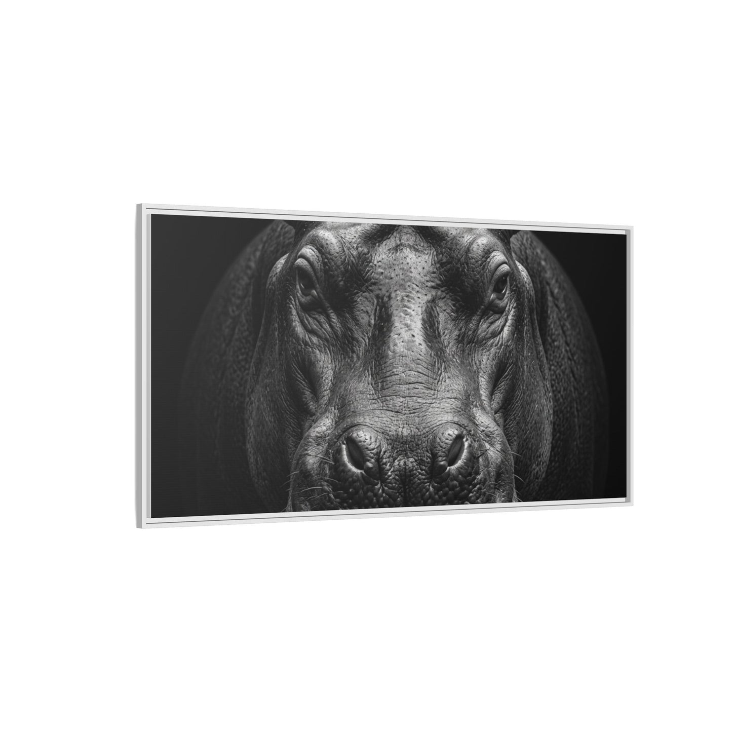 Framed Canvas Print — Hippopotamus In Black