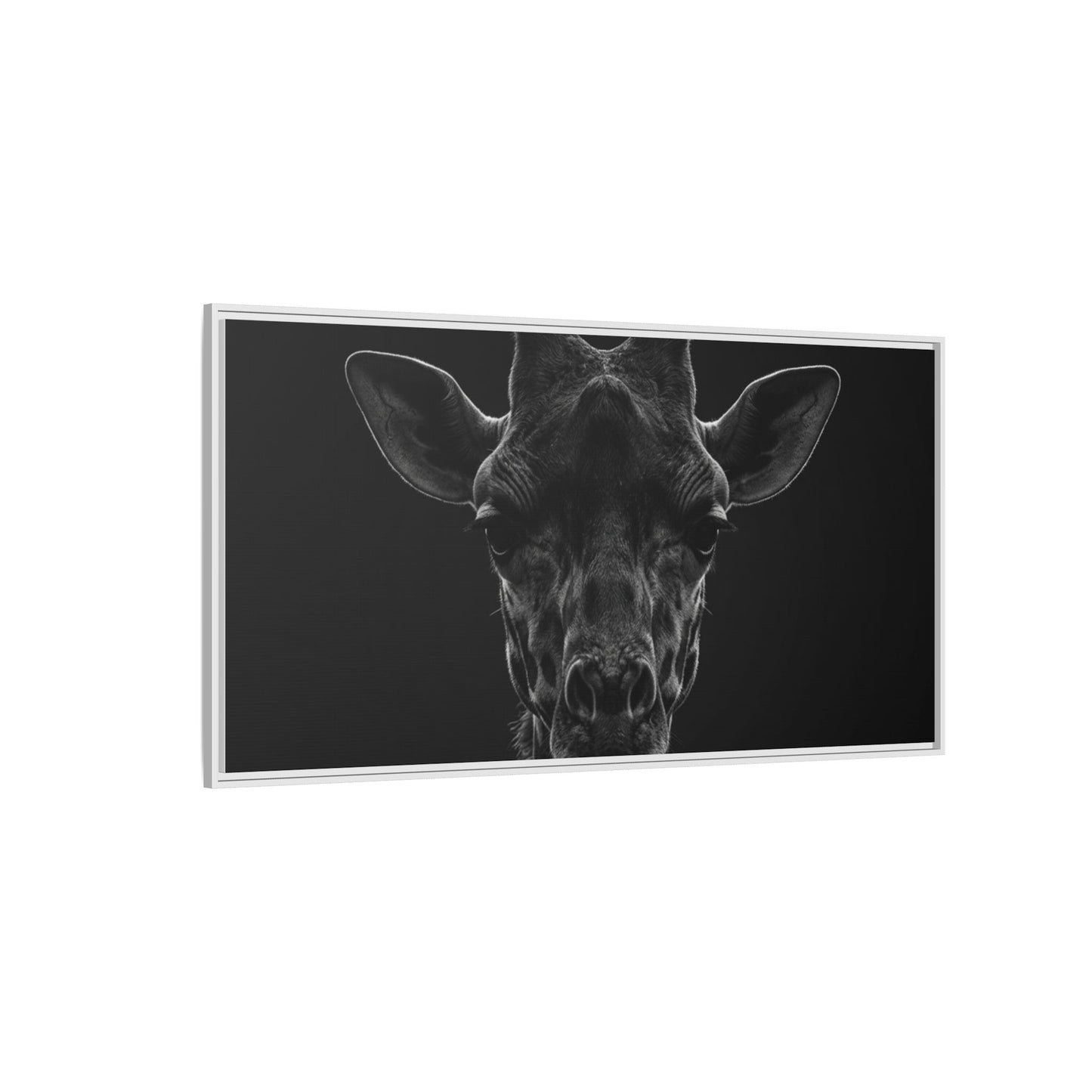 Framed Canvas Print — Giraffe In Black