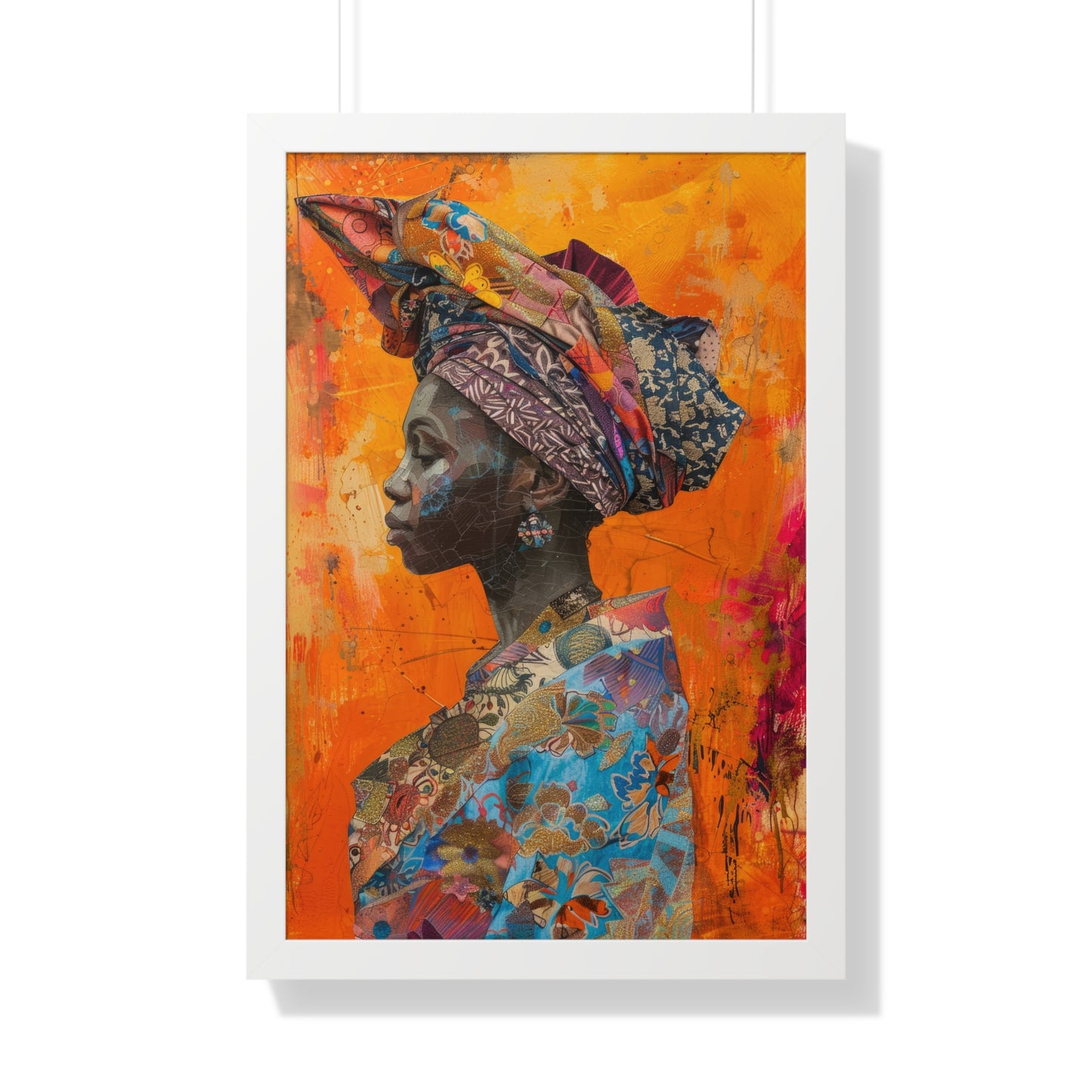 Framed Print — Woman Wearing Colourful Head Scarf