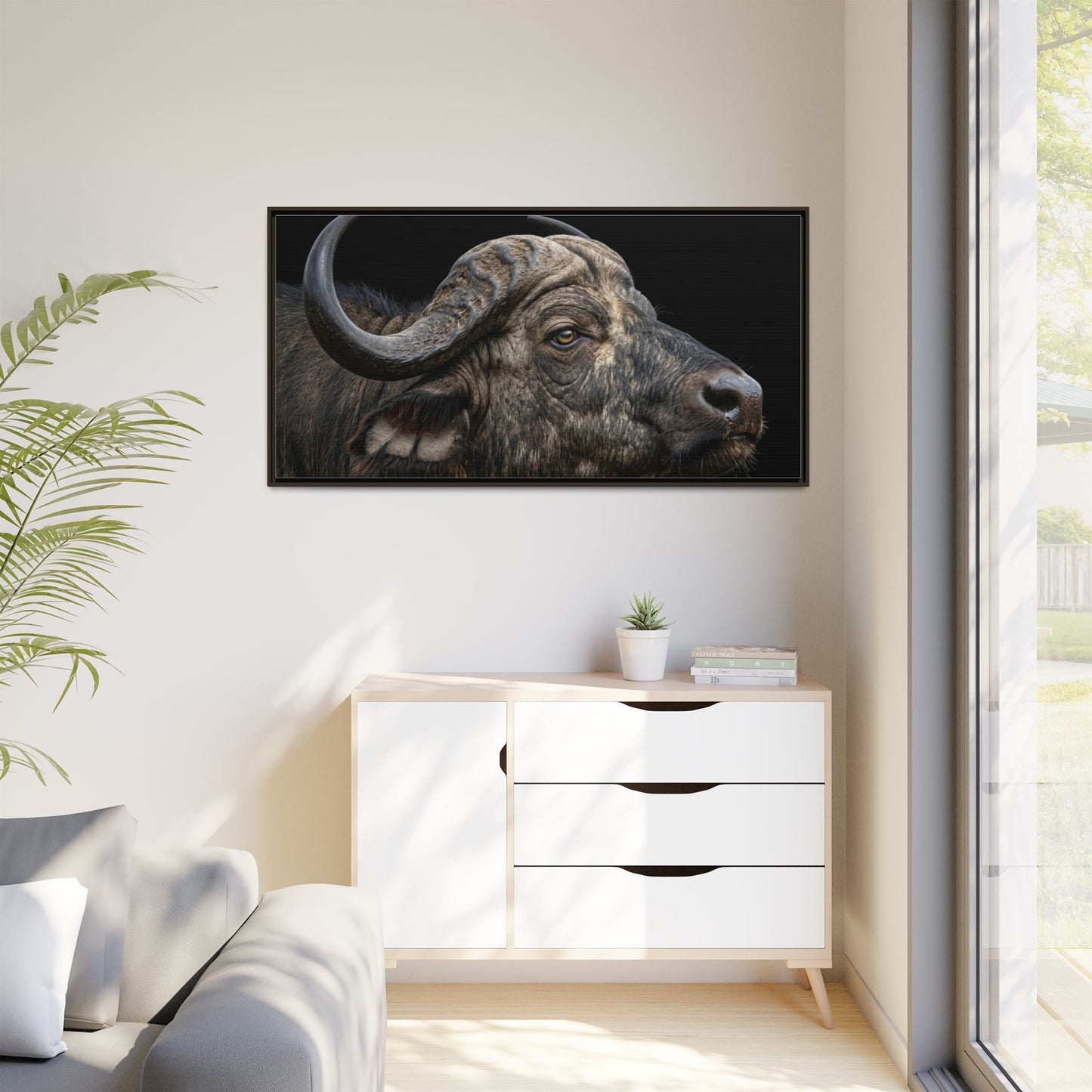 Framed Canvas Print — Cape Buffalo In Colour
