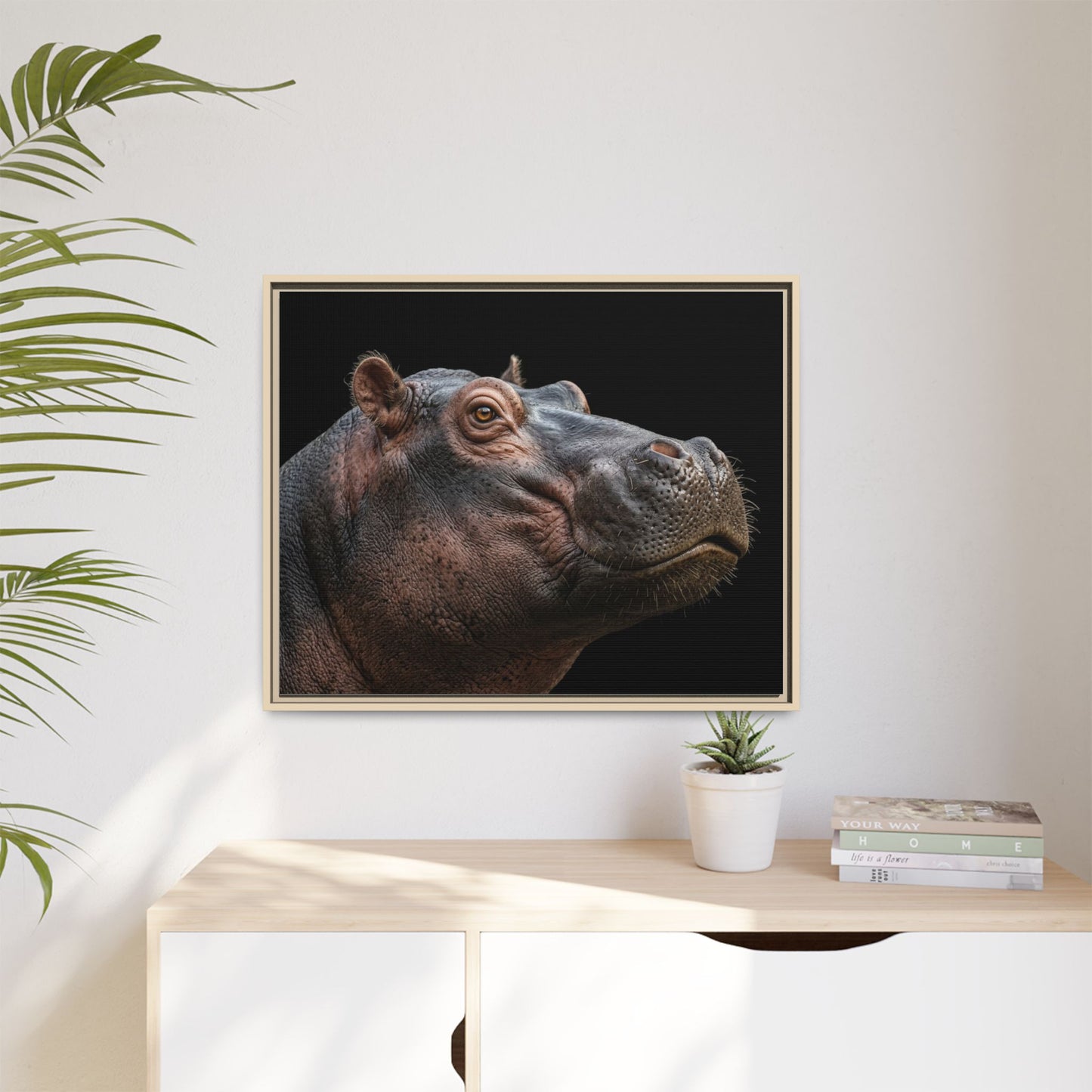 Framed Canvas Print — Hippopotamos In Colour
